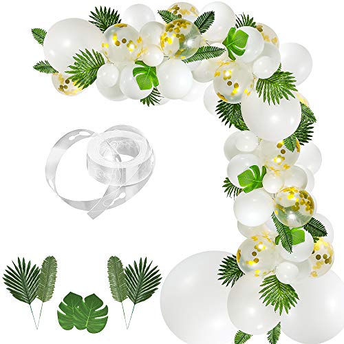 image for Pllieay Balloon Garland Arch Kit Including 114 Pieces White and Gold C