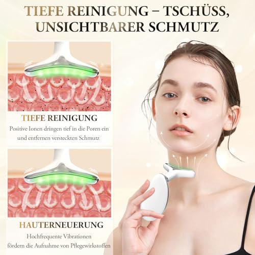 Gesichtsmassagegerät, ANLAN Gua Sha Elektrisch Beauty Gerät mit 7 Lichtfarben, 40±3℃ Wärmefunktion und 3 Modi Gesichtsmassage – Face Massager für Hautkomfort & Hilft bei der Straffung der Haut