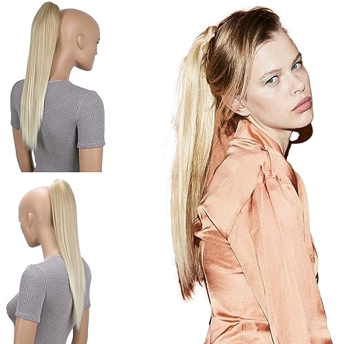 CAISHA 20" Hairpiece Ponytail Clip On Extensions With Butterfly Claw Straight Blond Mix H77a