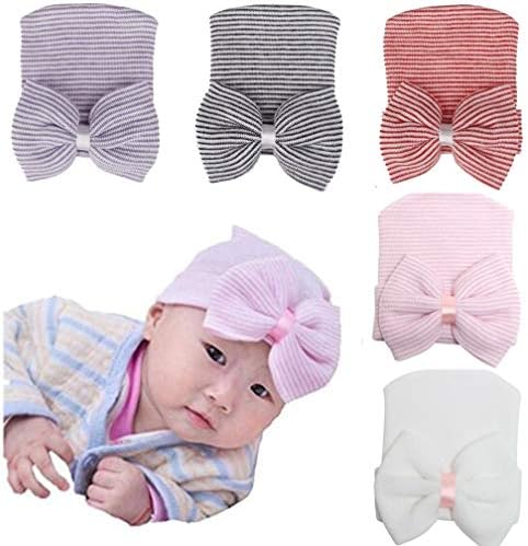 Ademoo Newborn Baby Girls Nursery Beanie Hospital Hat with Bow
