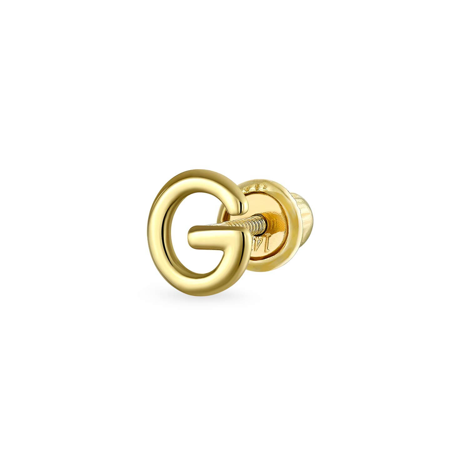ABC Minimalist Real Yellow 14K Gold Capital Block Alphabet Letter Initial G Cartilage Ear Lobe Piercing 1 Piece Stud Earring Screw Back For Teen Women Men โ image 1