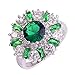 Psiroy 925 Sterling Silver Created Emerald Quartz Filled Cluster Flower Statement Ring