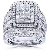 LVSHI 18K White Gold Square Moissanite Simulation Diamond Ring Fashion Diamond Ring Proposal Engagement Ring Single CZ Zircon Female Ring Size 6-10 (Size 9)