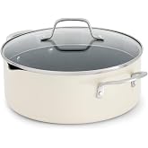 Calphalon Ceramic Nonstick 5 Quart Dutch Oven with Lid, Easy Cleanup Ceramic Pot for Soups, Stews, Braises, PFAS-Free Cookware, Dishwasher Safe, Flour