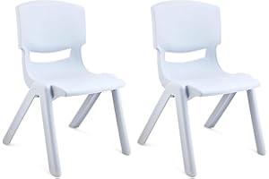 JOON Stackable Plastic Kids Learning Chairs, (2-Pack), 20.5x12.75X11 Inches, The Perfect Chair for Playrooms, Schools, Daycares and Home, Misty Blue