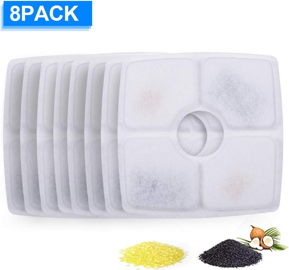 Galapara Pet Fountain Replacement Filter, 8pcs Cat Water Fountain Filter Cartridges Resin & Active Carbon Dual-action Filters For Pet Flower Veken Fountain