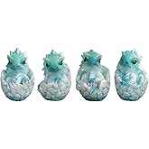ICE ARMOR 4-PC Set 3.5" H Dragon in Egg Figurine Statue Sculpture Ornament Decoration Home/Room Decor Ideas for Housewarming, Holidays and Birthdays Great Collectible Addition