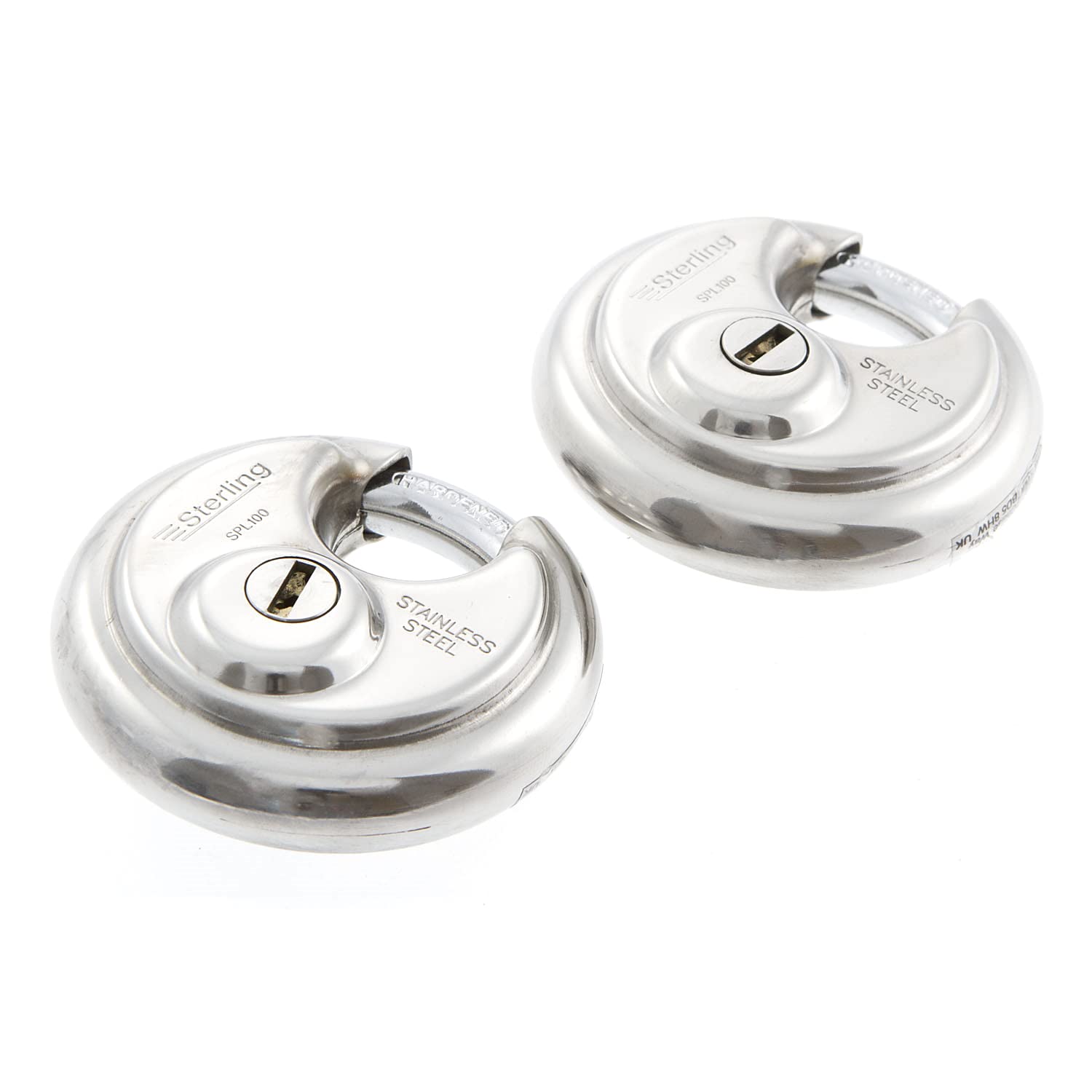 Sterling SPL200 Closed Shackle Disc Padlock with Stainless Steel Body, 70 mm, Set of 2