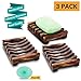 Magift Soap Dish Holder, Bathroom Wooden Soap Case, Sink Deck Bathtub Shower Dish, Rectangular, Hand Craft, Natural Wooden Holder for Soap, Sponges, Scrubber (3 Pack soap Dish)