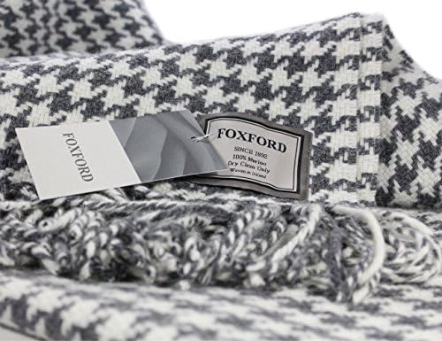 Irish Throw Blanket Merino Wool Grey &amp; White Houndstooth From Ireland