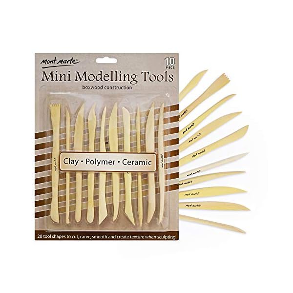 Mont Marte Modellier-Werkzeug aus Holz â 10 Doppelseitige Sculpting Werkzeuge in verschiedenen Formen â Ideal fÃ¼r das Bearbeiten von Ton