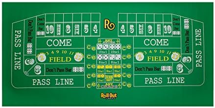 Rollout Craps Premium Rubber Table Layout - Includes 5 Bonus Dice!