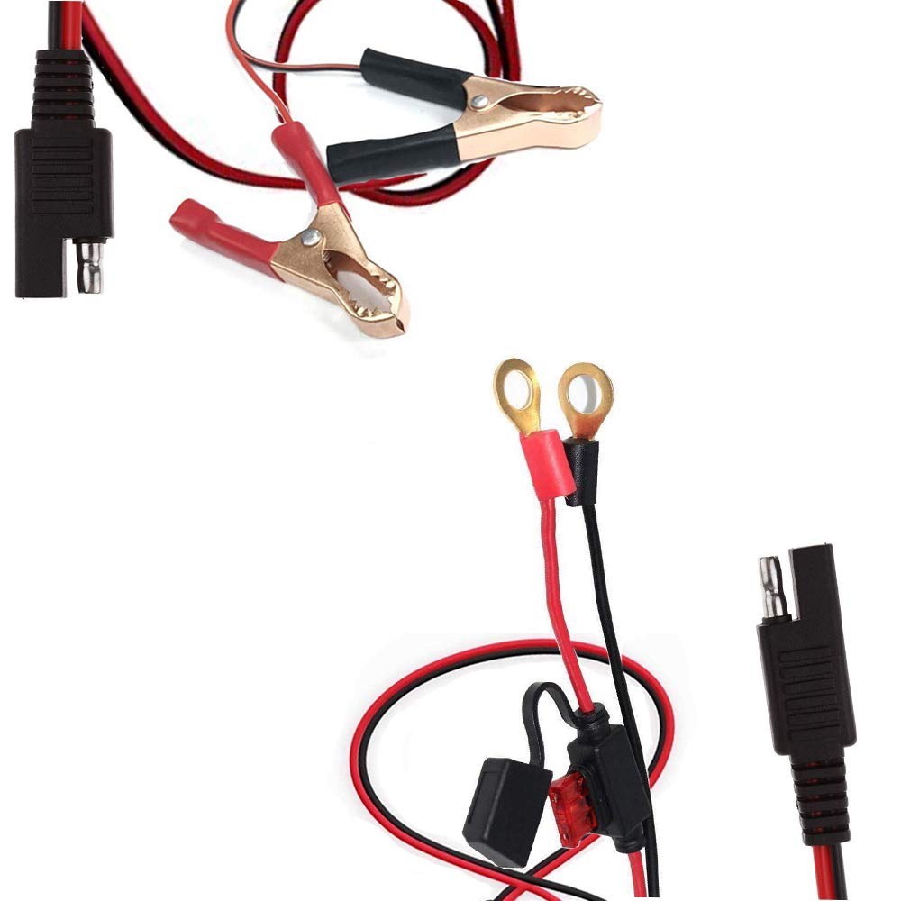 Automotive SPARKING 1.5FT Battery Crocodile Alligator Clip to SAE 2Pin