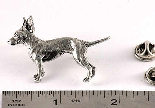 Creative Pewter Designs, Pewter Full Body Chihuahua Handcrafted Dog Lapel Pin Brooch, Antiqued Finish, D348F
