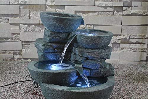 Jeco FCL059 Modern Bowls Fountain with Led Lights