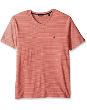 Men's Short Sleeve Slim Fit Striped V-Neck T-Shirt