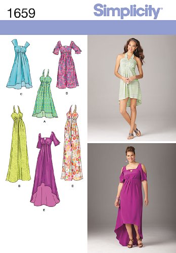 Simplicity 1659 Misses Dress with Length Variations Sizes 10-12-14-16-18