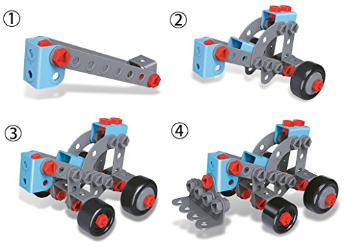 7TECH 233 PCS 4-in-1 Model Building set STEM Educational Construction Engineering Toy with 2 Motorbikes & Cranes and Forklifts for Kids