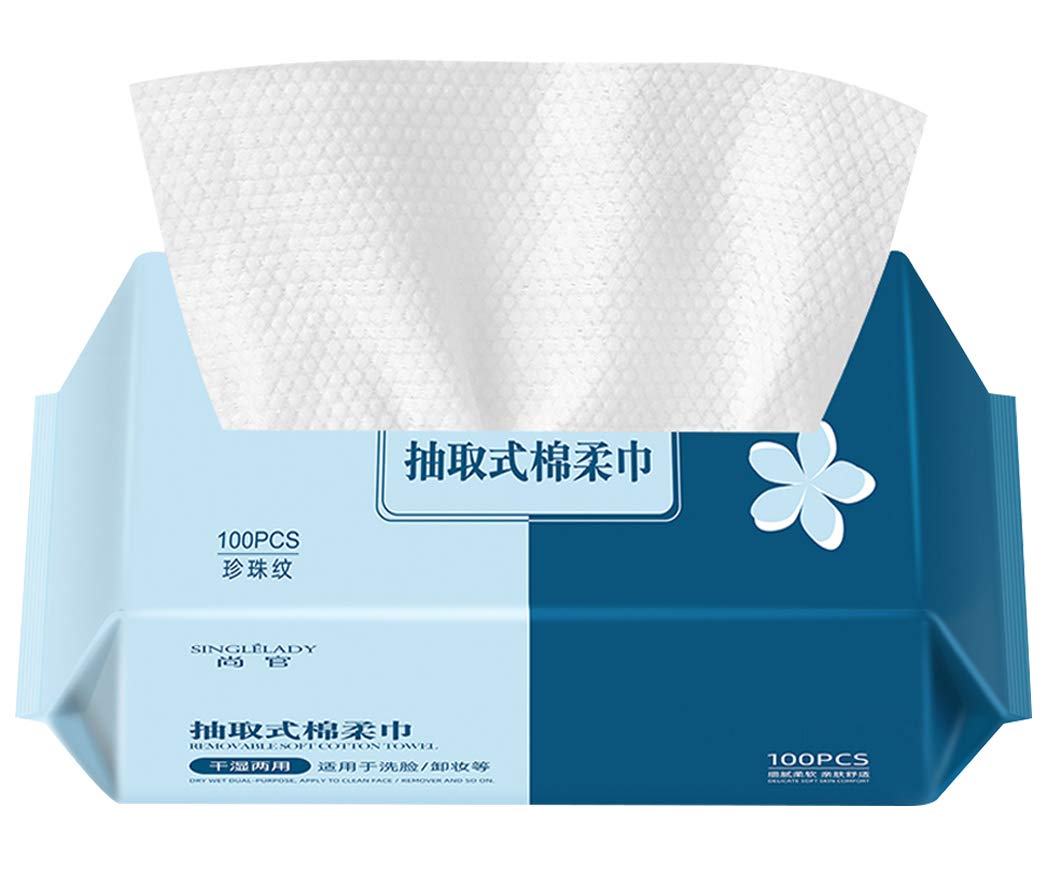Ranvi Disposable Cleansing Facial Towel, Non-Woven Disposable Wipes, Soft Face Makeup Pads, of Disposablse Beauty Towels（1 Pack）