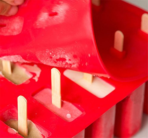 10-Cavity Frozen Ice Cream Pop Mold Silicone Popsicle Maker Lolly Mould with Cover Lid +12 Sticks - Thumbnail 6