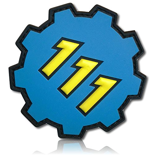 [Single Count] Custom, Cool &amp; Awesome {2.5" Inches} Round Circle Sole Survivor Fallout 4 VaultTec Vault 111 Gear Door Emblem (Gaming Type) Hook &amp; Loop Fastener Patch “Black, Yellow, Blue” {LICENSED}