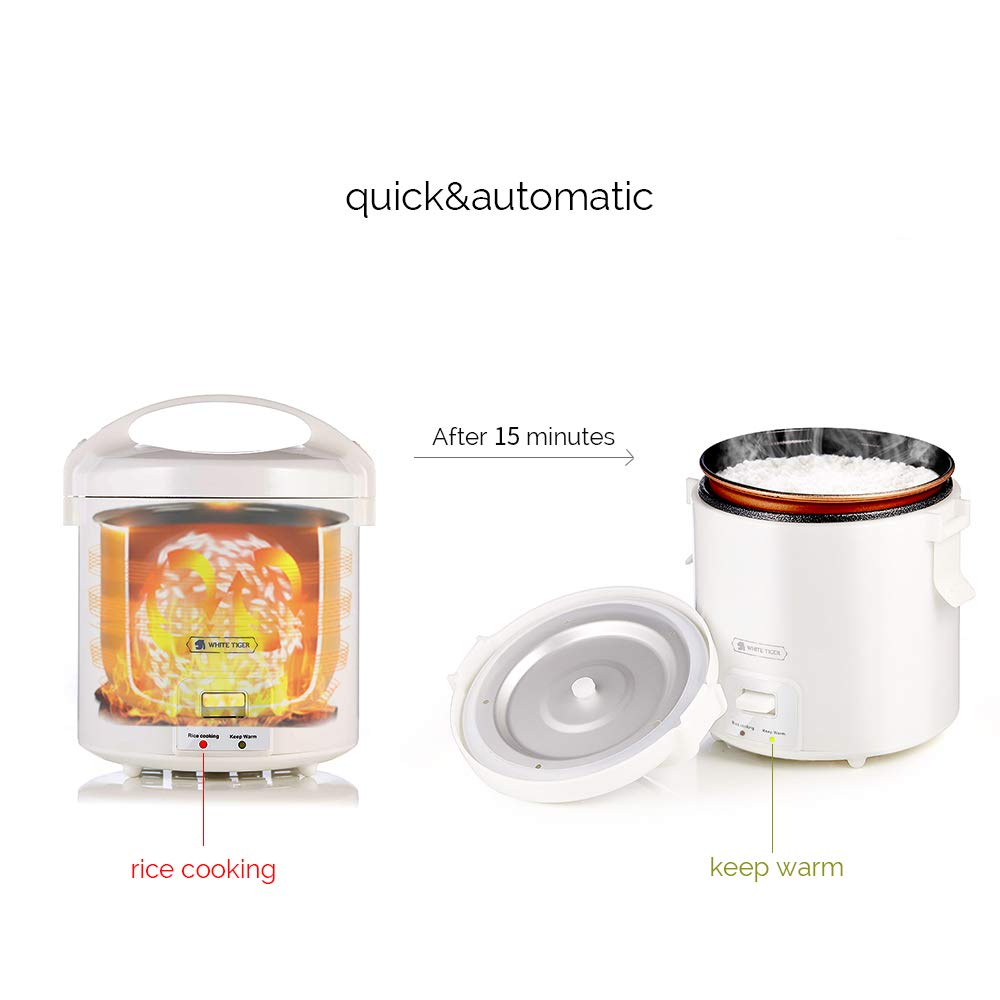 1.0L Mini Rice Cooker,WHITE TIGER Portable Travel Steamer Small,15