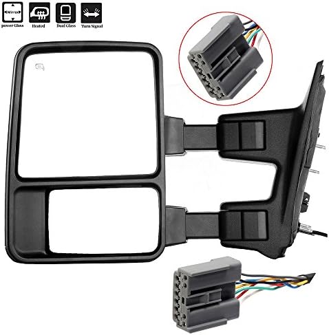 ECCPPTowing Mirror, Left Driver Side Automotive Mirror with Power Operation Heated Turn Signal Convex Glass Telescoping fit for Ford for F-250 for F-350 for F-450 for F-550 Super Duty 2003-2007