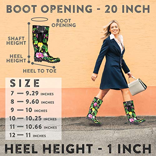 EXTRA TOUCH Wide Calf Rubber Rain Boots Wide Foot and Ankle up to 20