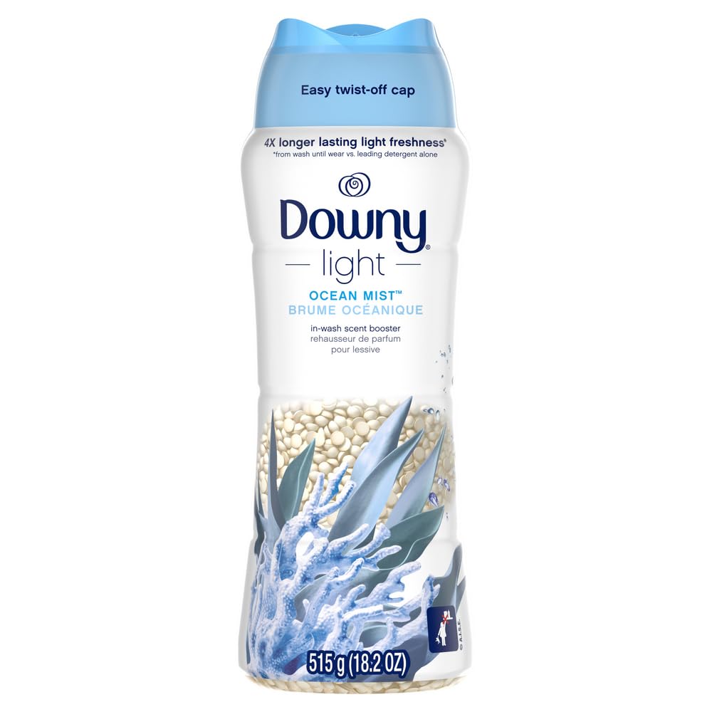 Downy Light Laundry Scent Booster Beads for Washer, Ocean Mist, 18.2 oz, with No Heavy Perfumes