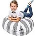 5 STARS UNITED Stuffed Animal Storage Bean Bag – Toy Storage Organizer and Bean Bag Chair for Kids Holds up to 90+ Plush Toys – Cotton Canvas Bags Cover for Boys and Girls Ages 4-11, Black Stripes