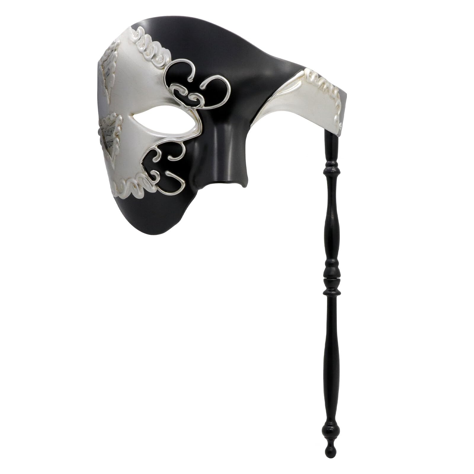 Thmyo Handheld Half Face Mens Phantom Of The Opera Vintage Design Venetian Carnival Masquerade Mask with Holding Stick Party Costume Accessory