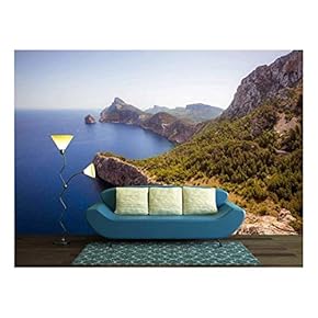 Wonderful Landscape with Deep Blue Ocean and Mountain - Removable Wall Mural | Self-Adhesive Large Wallpaper - 66x96 inches