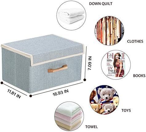 Large Foldable Storage Cube Basket Bin 16.93 " x 11.8" x 7.09" (Blue)