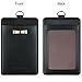 Indressme Cute Black 2-Sided Vertical Genuine Leather ID Badge Holder with Lanyard (Black)