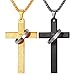 U7 Jewelry Men's Stainless Steel Simple Black Cross Pendant Lord's Prayer Necklace 22 Inch