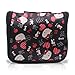 Finex Black Hello Kitty Toiletry Shower Bag with Hanging Hook Cosmetic Make up Organizer Bag for Travel Accessories Personal Items with Mesh Pocket for girls women vacation