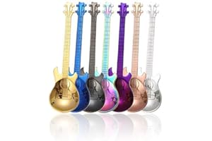 COMIART Guitar Spoon Set, Colorful 18/10 304 Food Safe Stainless Steel Tea Dinner Table Mixing Spoon Kit, Dessert Coffee Suga