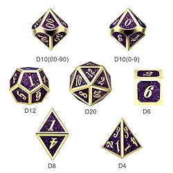 DNDND Glitter Purple Metal Dice Set, Solid