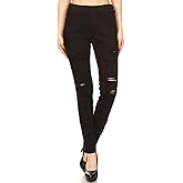 Women's Stretch Pull-On Jeans Skinny Ripped Distressed Denim Jeggings Regular-Plus Size