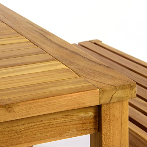Divero Garten- & Picknick-Set Sitzgruppe Gartenmöbel-Garnitur 3-teilig 1 Tisch 2 Bänke behandelte unbehandelte Oberfläche Teak-Holz massiv 150 135 cm wählbar (150 cm, braun) – Bild 4