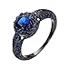 JunXin Delicate 6MM Round Shape Blue Sapphire Black Gold Halo Rings Wedding Size6/7/8/9/10