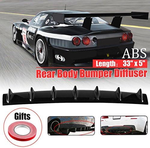 Universal Lower Rear Body Bumper Diffuser Shark Fin Kit PU Spoiler Black 855mm*135mm