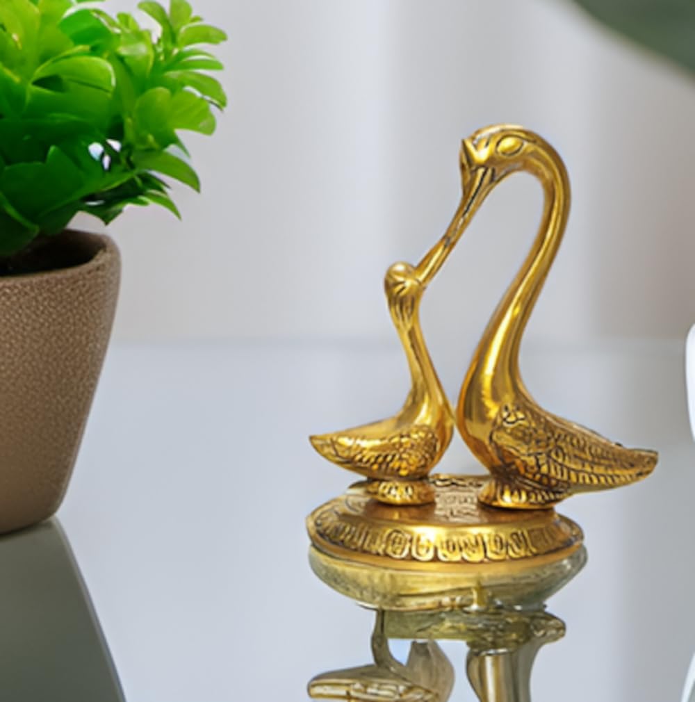 Purpledip Metal Statue Love Birds Swan Duck Pair: Feng Shui Symbolism of Love Romance (12195)