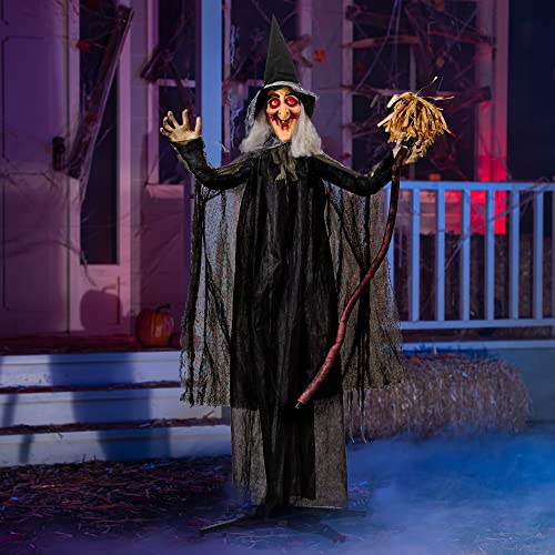 JOYIN 72" Halloween Animated Standing Talking Witch