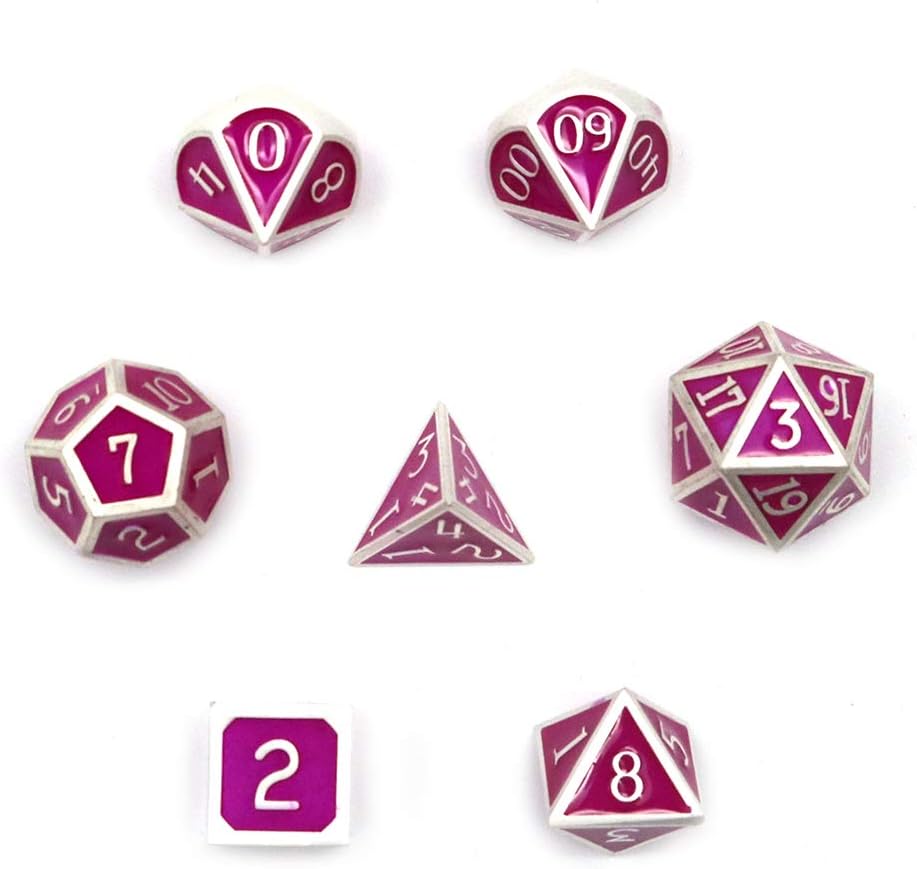 DollaTek 7PCS Metal Polyhedral Dice Set including Black Storage Bag for Role Playing Game Dungeons and Dragons D&D Math Teaching(Purple) - Image 3