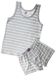 Kids by Brix Toddler and Boys Turkish Cotton Grey Striped Boxer and Tank Top Set.