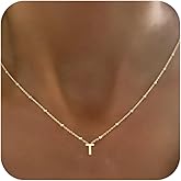 GRCLD Initial Necklaces for Women Dainty 14k Gold Plated Letter Necklace Trendy A-Z Pendant Choker Necklace Cute Name Personalized Fashion Jewelry Gift for Women Her