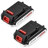 Battery for Black and Decker 20v Lithium-Ion 2000mAh,Replacement 20 Volt Max LBXR20 LB20 LBX20 LBX4020 Extended Run Time Cordless Power Tools Series Battery (2 Packs)