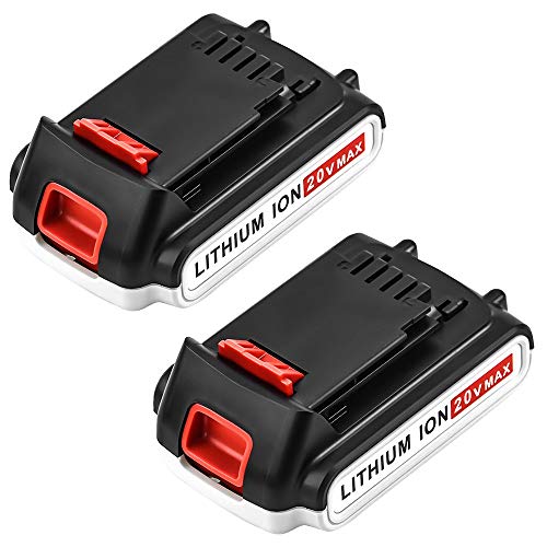 Battery for Black and Decker 20v Lithium-Ion 2000mAh,Replacement 20 Volt Max LBXR20 LB20 LBX20 LBX4020 Extended Run Time Cordless Power Tools Series Battery (2 Packs)