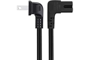 HTZXWK 6FT TV Power Cord for Samsung TV, Samsung TVs 24" 32" 43" 49" 50" 55" 55" 70" 60" 65" 75" Replacement Cord, 90 Degree Angle 18AWG 2 Prong to L Shape C7 Power Cord Compatible LG/TCL, Sony Replacement